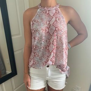 Like New Snakeskin Halter Neck Tank Top